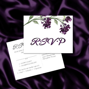 Wildbloom Deep Purple Bohemian Entree RSVP Invitation Postcard
