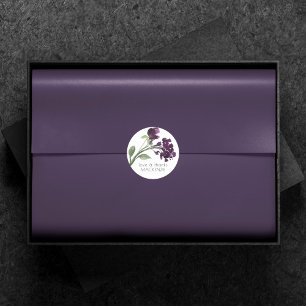 Wildbloom   Deep Purple Bohemian Flower Custom Classic Round Sticker