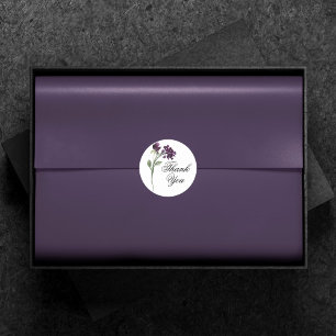 Wildbloom   Deep Purple Bohemian Flowers Thank You Classic Round Sticker