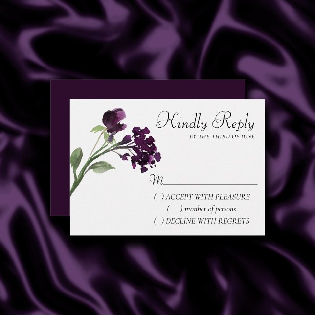 Wildbloom | Deep Purple Bohemian Garden Flowers RSVP Card (Creator Uploaded)