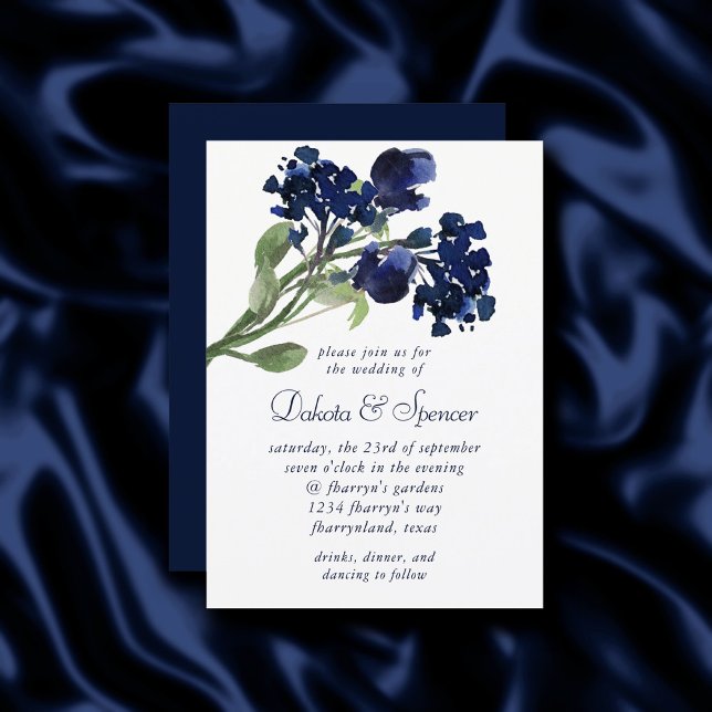 Wildbloom | Navy Blue Bohemian Flowers Invitation (Creator Uploaded)