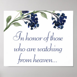 Wildbloom Navy Blue Bohemian Flowers Memorial Poster
