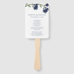 Wildbloom Navy Blue Bohemian Flowers Program Hand Fan