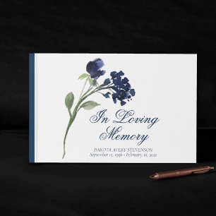 Wildbloom Navy Blue In Loving Memory Funeral Guest Book