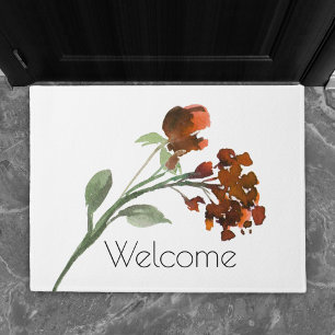 Wildbloom   Terracotta Orange Bohemian Custom Doormat