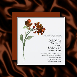 Wildbloom   Terracotta Orange Bohemian Flower Invitation