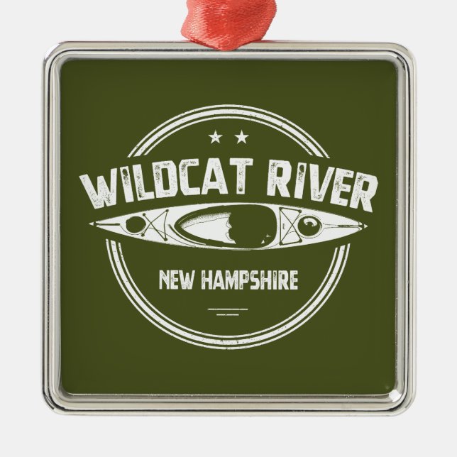 Wildcat River New Hampshire Kayak Metal Tree Decoration (Front)