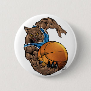 Wildcats Bobcats Basketball Blue, White Stripe 6 Cm Round Badge