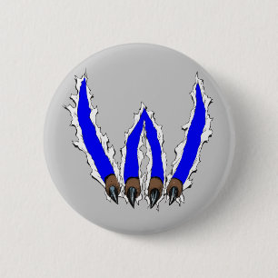 Wildcats Claw Ripping Through Design - Blue 6 Cm Round Badge