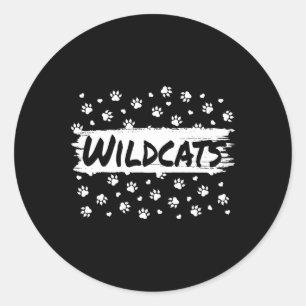 Wildcats Mascot School Spirit Back To School Footp Classic Round Sticker