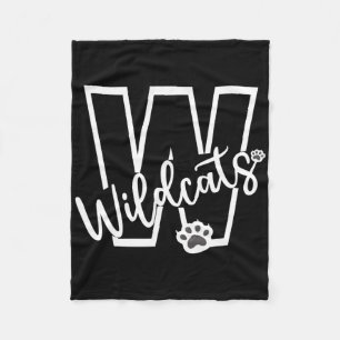 Wildcats School Sports Fan Team Spirit Football Ba Fleece Blanket