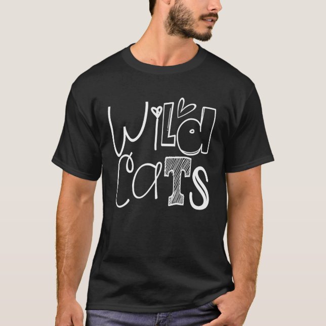 Wildcats School Sports Fan Team Spirit Mascot T-Shirt (Front)