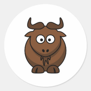 Wildebeast Cartoon Classic Round Sticker