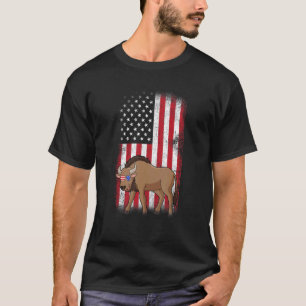 Wildebeest American Flag Boys Girls Men Women Four T-Shirt