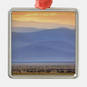 Wildebeest during migration, Connochaetes Metal Tree Decoration