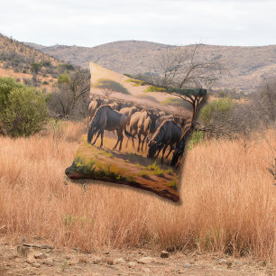 Wildebeest in savannah cushion