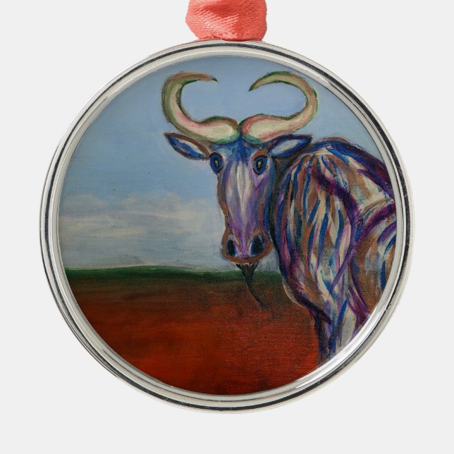 Wildebeest Metal Tree Decoration (Front)