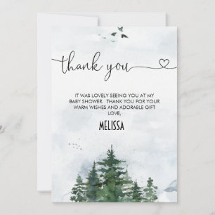 Wildernes Calligraphy Baby Shower Thank You Card