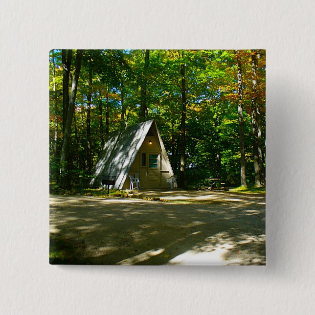 Wilderness A-Frame Camping at Campground 15 Cm Square Badge (Front)