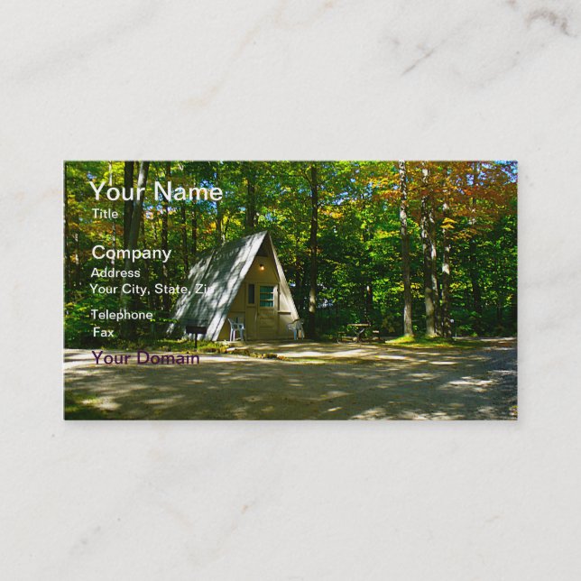 Wilderness A-Frame Camping at Campground Business Card (Front)