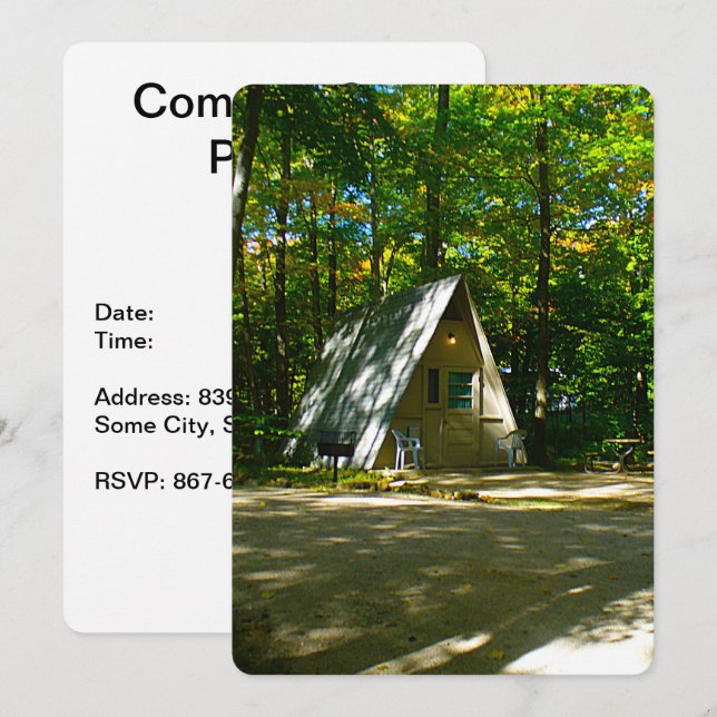Wilderness A-Frame Camping at Campground Invitation (Front/Back)