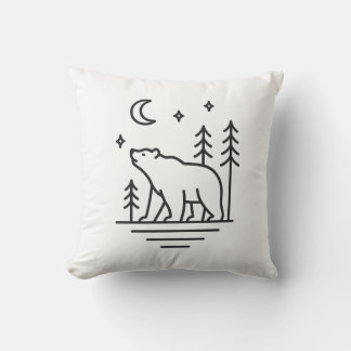 Wilderness Bear Under the Moon Decorative Pillow
