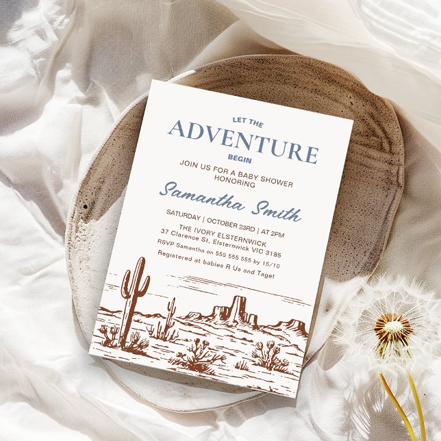 Wilderness Desert Let Adventure Begin Baby Shower  Invitation (Boys Wilderness Desert Let the Adventure Begin Baby Shower Invitation, Wilderness Themed Baby )