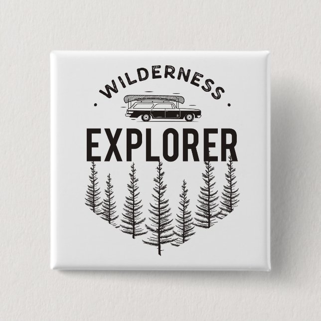 Wilderness Explorer Station Wagon Canoe Trees 15 Cm Square Badge (Front)