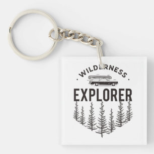 Wilderness Explorer Station Wagon Canoe Trees Key Ring