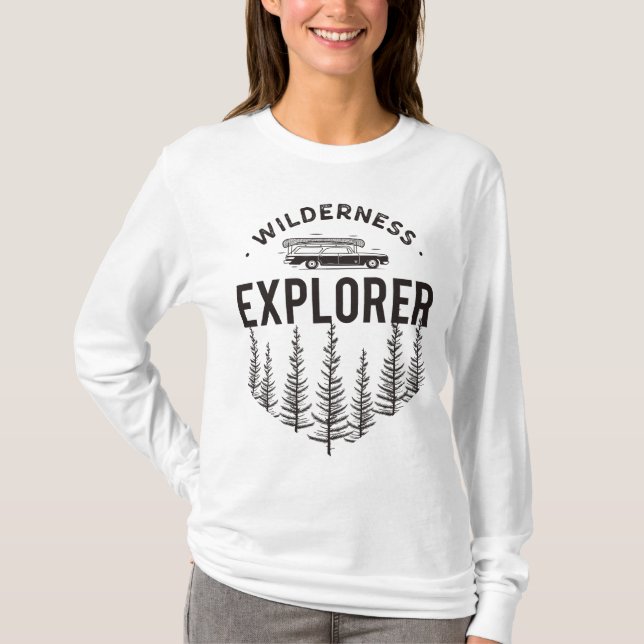 Wilderness Explorer Station Wagon Canoe Trees T-Shirt (Front)