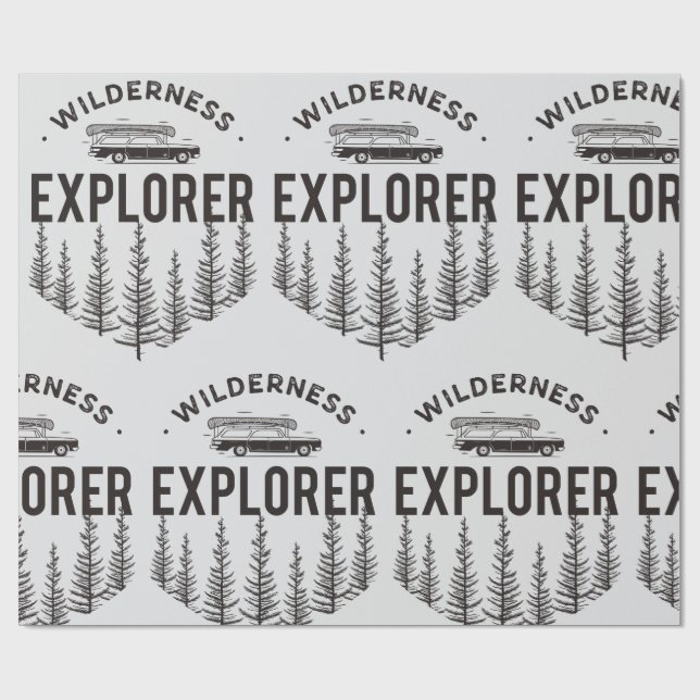 Wilderness Explorer Station Wagon Canoe Trees Wrapping Paper (Flat)