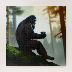 Wilderness Forest Bigfoot Morning Tranquil Coffee Jigsaw Puzzle