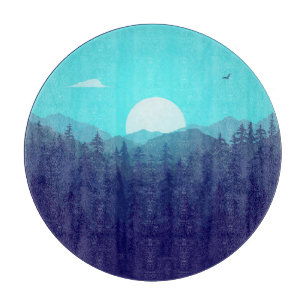 Wilderness Forest Sunrise Vintage Illustration Cutting Board