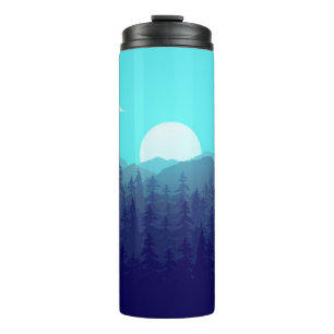 Wilderness Forest Sunrise Vintage Illustration Thermal Tumbler