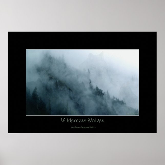 Wilderness & Hidden Wolves Wildlife Art Poster (Front)