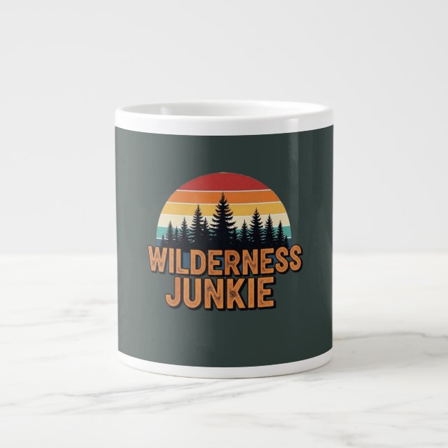 Wilderness junkie retro design large coffee mug (Front)