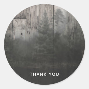 Wilderness Lake Pine Trees Forest & Wood Wedding Classic Round Sticker