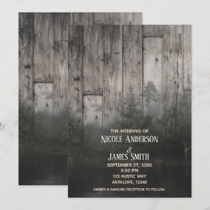 Wilderness Lake Pine Trees Forest & Wood Wedding Invitation