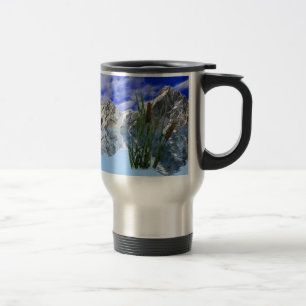 Wilderness Lake with Mountains & Bullrushes Mug