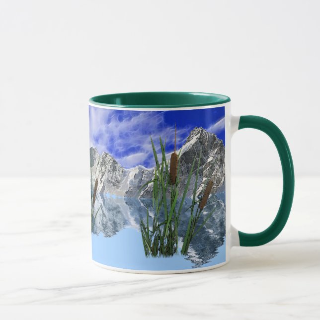 Wilderness Lake with Mountains & Bullrushes Mug (Right)