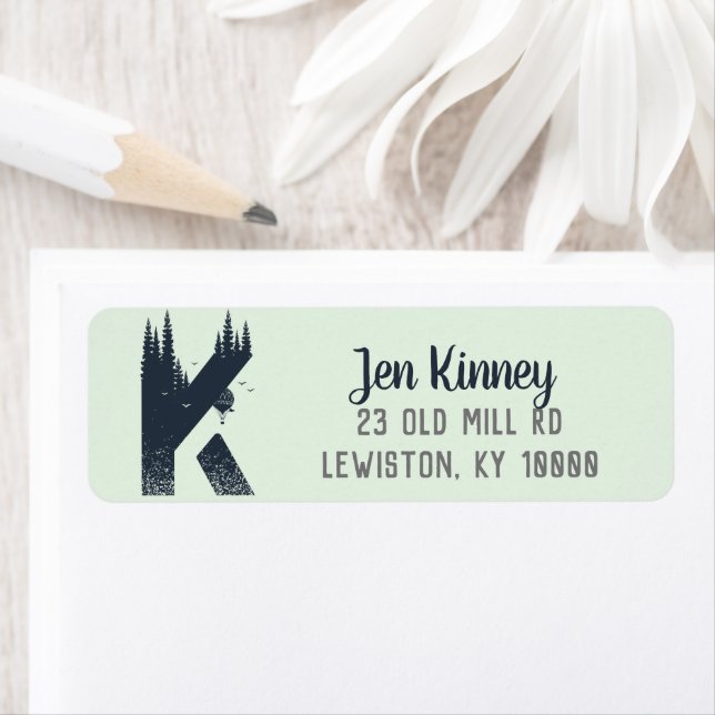 Wilderness Monogram 'K' Return Address Label (Insitu)