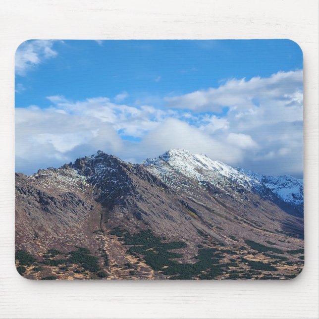 Wilderness Mountain Range with Snow Peaks Mouse Mat (Front)