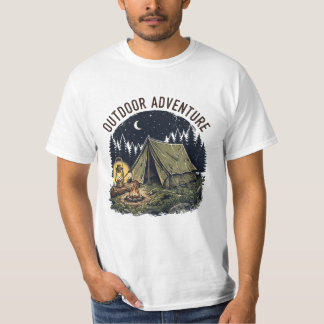 Wilderness Night Camp - Vintage Forest & Campfire T-Shirt