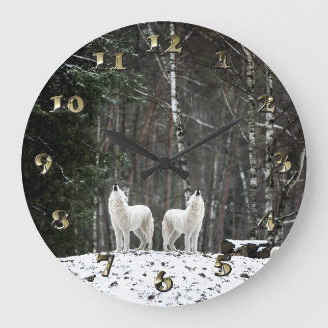 Wilderness Polar Wolf Large Clock (Front)