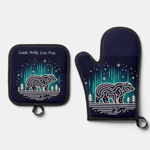 Wilderness Spirit Bear  Oven Mitt & Pot Holder Set
