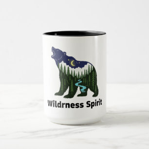 Wilderness Spirit Bear Silhouette Rustic Forest Mug