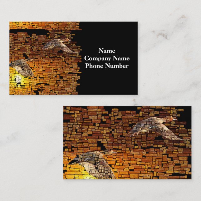 Wilderness Sunset Ducks On Stone Background Business Card (Front/Back)
