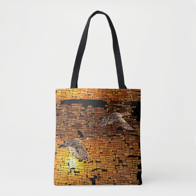 Wilderness Sunset Ducks On Stone Background Tote Bag (Front)