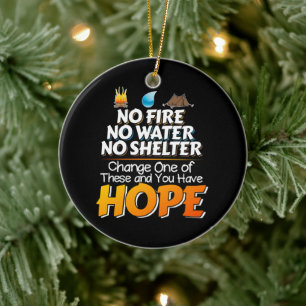 Wilderness Survival Rules - Always Have Hope Ceramic Tree Decoration