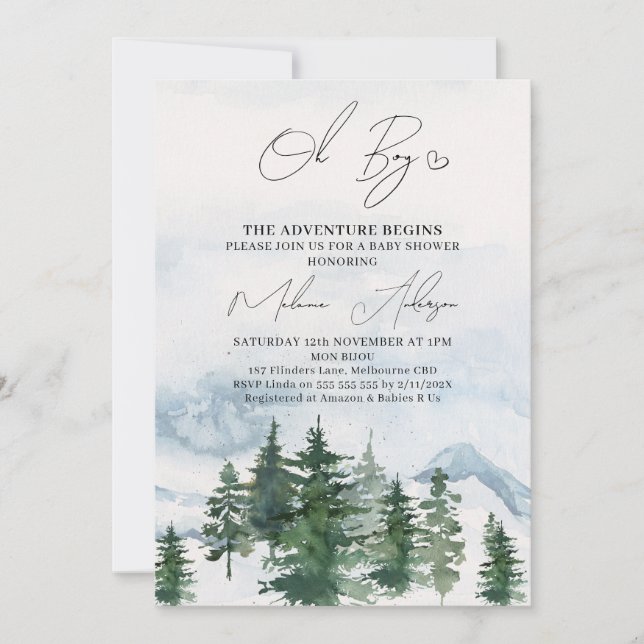 Wilderness The Adventure Begins Baby Shower Invitation (Front)